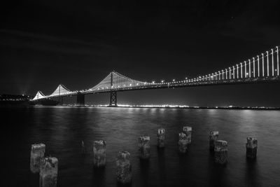 Bridge over river at night