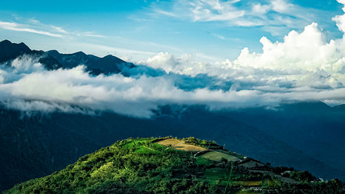 Scenic view of mountains against sky