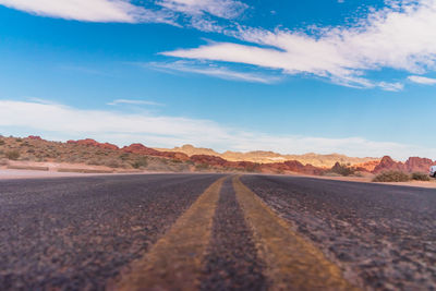 Surface level of road against sky