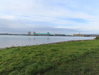 Scenic view of lake against sky