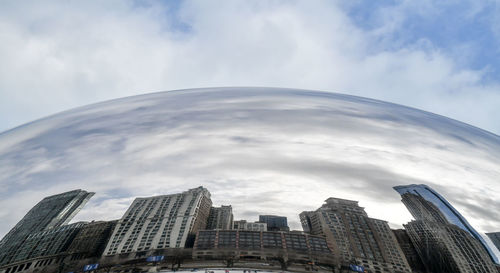 Low angle view of modern buildings against sky