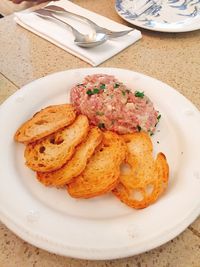 High angle view of meal served in plate