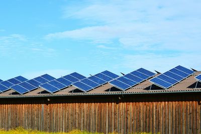 Panoramic view of solar panel against sky