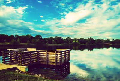 Scenic view of lake against sky