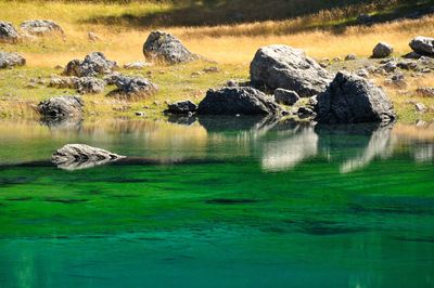 Scenic view of rocks in water