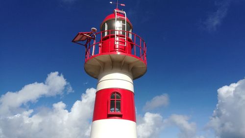 Low angle view of lighthouse against sky