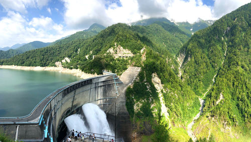 Scenic view of dam against sky