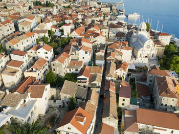High angle view of sibenik town, croatia
