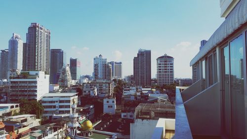 Cityscape against clear sky