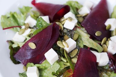 Close-up of salad served in plate