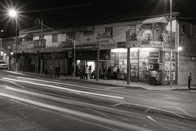 View of city street at night