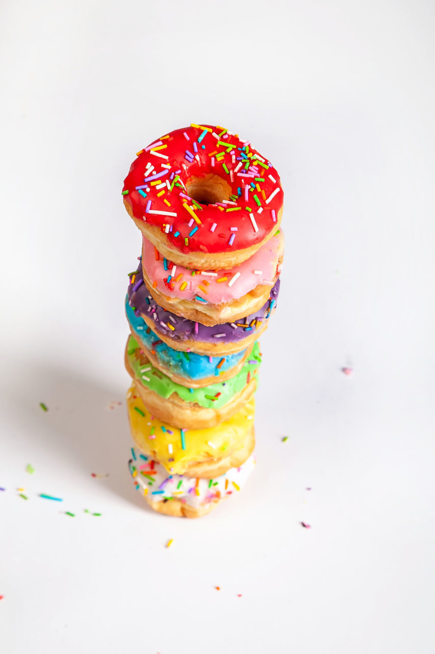 CLOSE-UP OF MULTI COLORED CAKE