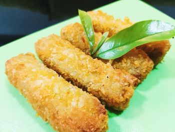 Close-up of served food in plate