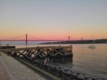 Suspension bridge at sunset