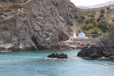 Scenic view of sea and rocks