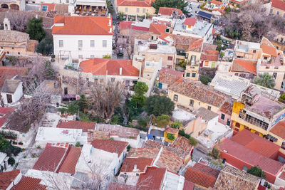 Athens, greece - february 13, 2020. aerial view over the athens city, taken from acropolis