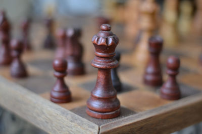 Close-up of chess pieces