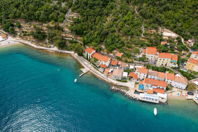 Aerial view of valun town on cres island, croatia