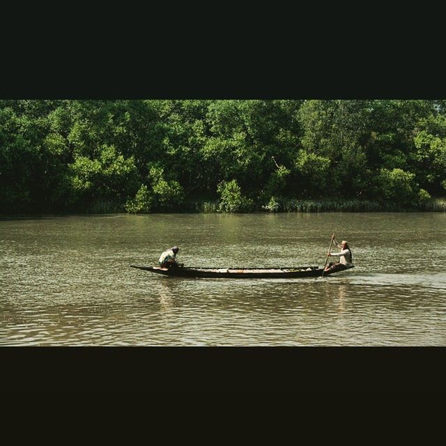 water, transportation, nautical vessel, mode of transport, boat, tree, lake, waterfront, river, nature, men, beauty in nature, tranquility, tranquil scene, travel, lifestyles, sailing, auto post production filter