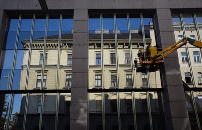 Low angle view of modern building against sky