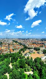 High angle view of townscape against sky