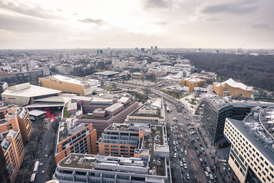 Aerial view of cityscape against sky