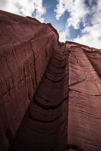 Low angle view of rock formations against sky