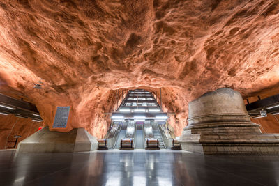 Interior of illuminated tunnel