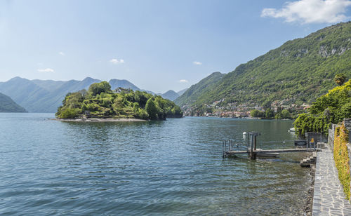 The comacina island in the lake como