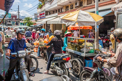 People on street in city