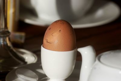 Close-up of egg in cup