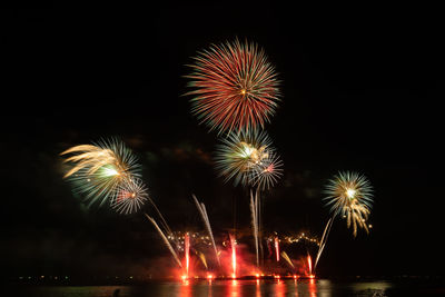 Firework display at night