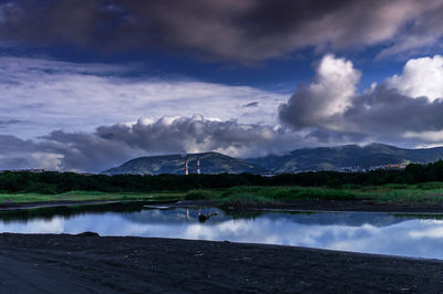 Scenic view of lake against sky