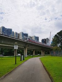 Road amidst buildings against sky in city