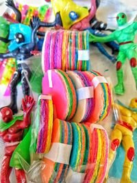 Full frame shot of multi colored candies for sale in market