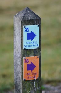 Close-up of information sign