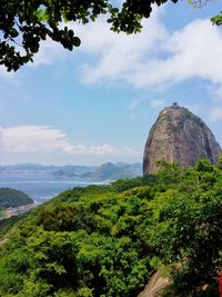 Scenic view of mountains against cloudy sky