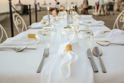 High angle view of place setting on table