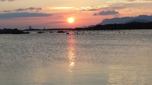 Scenic view of sea against sky during sunset