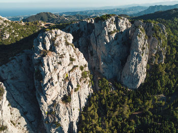 Top of mountain dolomiti of south in calabria region aerial view