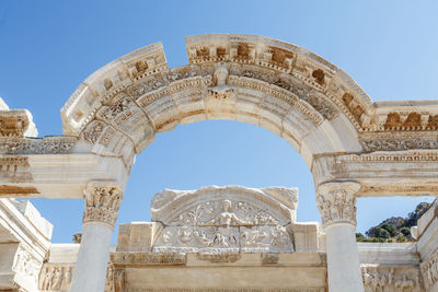 Low angle view of historical building against clear sky