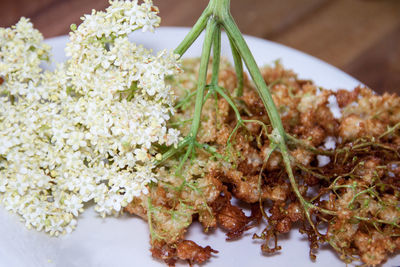 High angle view of food on table