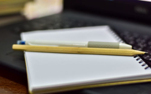 Close-up of open book on table