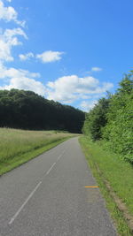 Road by trees against sky