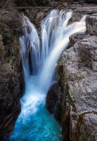 Scenic view of waterfall