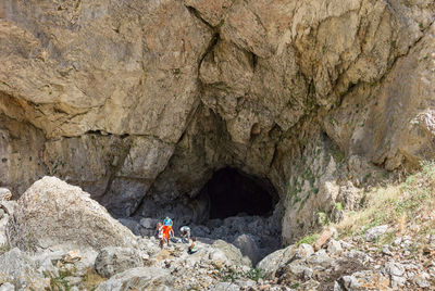 Man standing in cave