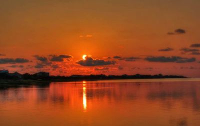 Scenic view of sea at sunset