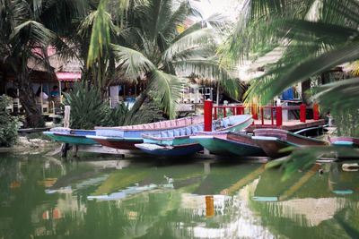 View of boats in canal