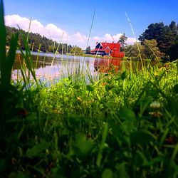 Scenic view of lake against sky