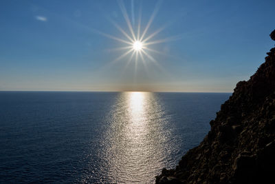 Scenic view of sea against sky on sunny day